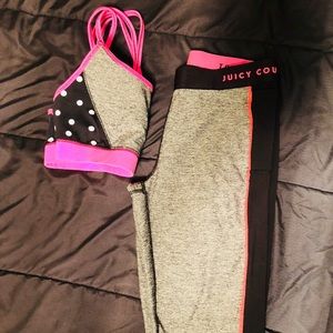 Juicy Couture workout bra & pants polka dot & pink
